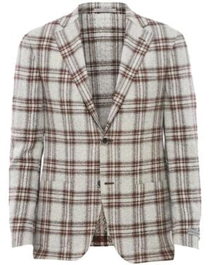 Corneliani Checked-Pattern Single-Breasted Blazer - Grey