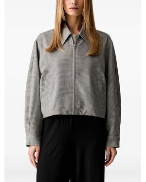 Rag & Bone Check-Pattern Draped-Panel Jacket - Grey