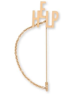 Moschino Spilla Help Con Dettaglio A Catena - Bianco