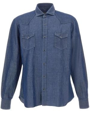 Barba Napoli Dandy Life Western-Inspired Shirt - Blue