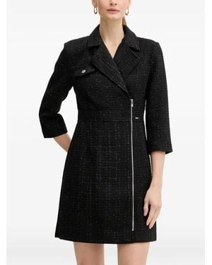 Morgan Zip-Up Collar Mini Dress - Black