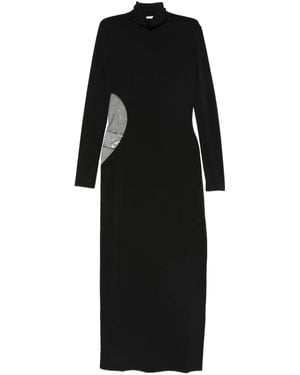 Patrizia Pepe High-Neck Rhinestone-Embellished Dress - Black