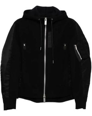 Sacai Hoodie aus Twill - Schwarz
