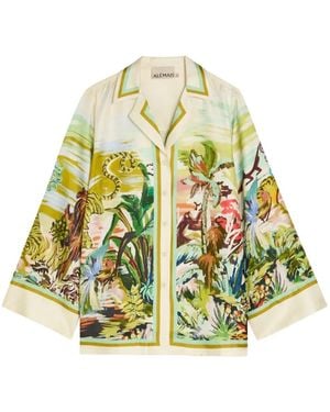 ALÉMAIS Jungle Boogie Silk Shirt - Green