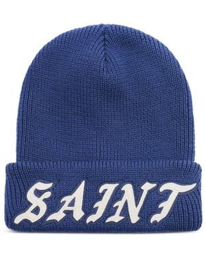 SAINT Mxxxxxx Logo-Appliqué Beanie Hat - Blue