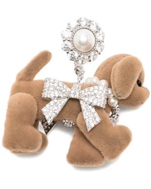 YVMIN Pave Bowknot Plush Puppy Earring - Metallic