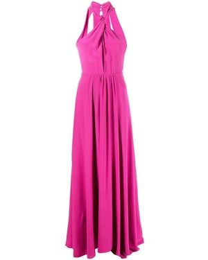 Patrizia Pepe Long Cut-Out Silk Dress - Pink