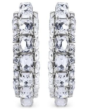 Area Crystal Hoops Earrings - White