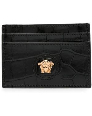Versace Portacarte Medusa Con Effetto Coccodrillo - Nero