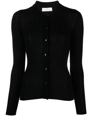 RAQUETTE Ribbed-Knit Polo Cardigan - Black