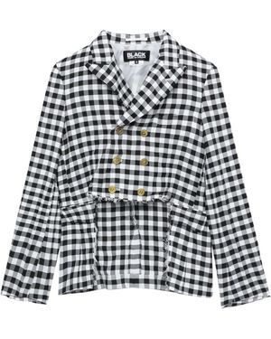 COMME DES GARÇON BLACK Cut-Away Gingham Check Jacket - Black