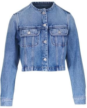 Citizens of Humanity Buttoned Cropped Jacket - Blue