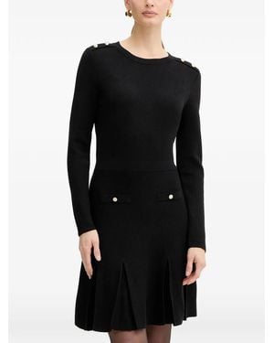 Morgan Button-Embellished Mini Dress - Black