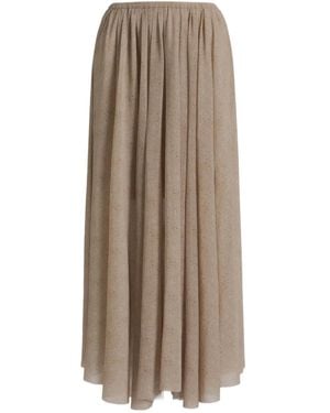 Alberta Ferretti Pleated Midi Skirt - Brown