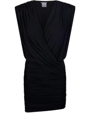 Amazuìn Candice Draped V-Neck Mini Dress - Black