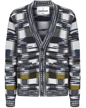 Missoni Intarsia-Knit V-Neck Cardigan - Blue