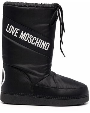 Love Moschino Logo-Print Lace-Up Boots - Black