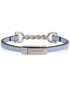 Ferragamo Gancini Leather Bracelet (20 Cm) - White