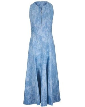 Akris Punto Robe Midi En Jacquard De Denim Délavé - Bleu