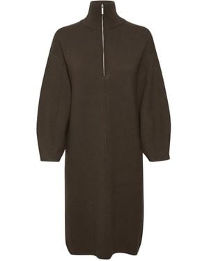 Gestuz Zip-Front Mini Dress - Brown