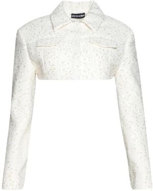 David Koma Sequin-Embellished Cropped Jacket - White