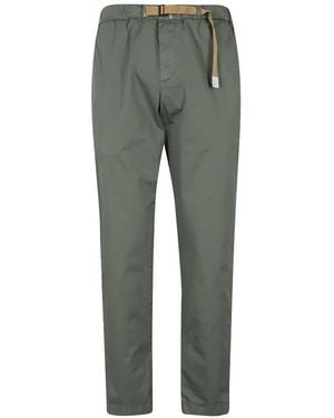 White Sand Belted Elasticated-Waist Trousers - Grey