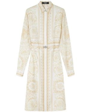 Versace Belted Shirt Midi Dress - White