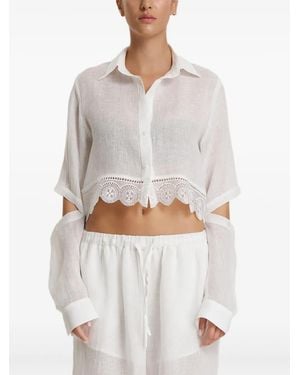 Pink Lace Trim Skirt - White