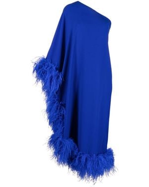 New Arrivals Asymmetrisches Kleid mit Federn - Blau