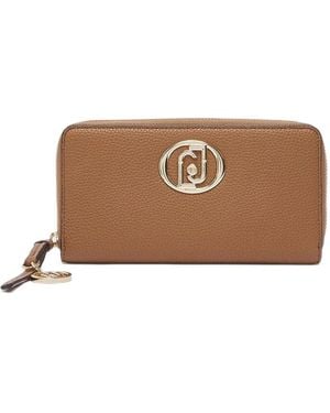 Liu Jo Logo-Plaque Pebbled Wallet - Brown