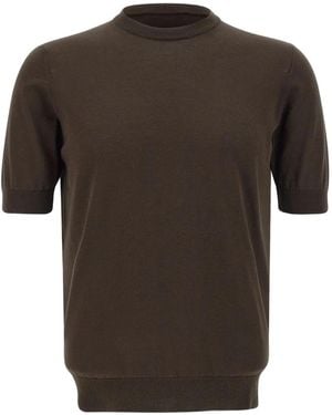 FILIPPO DE LAURENTIIS Short-Sleeve Mock-Neck T-Shirt - Brown