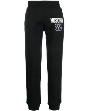 Moschino Logo-Print Cotton Track Trousers - Black
