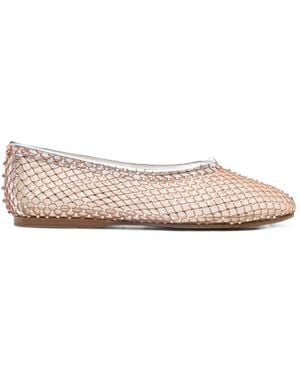 forte_forte Strass-Embellished Mesh Ballet Flats - Pink