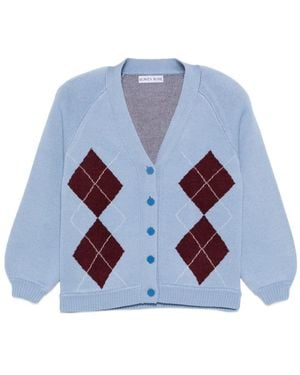 ROWEN ROSE Argyle-Pattern Cardigan - Blue