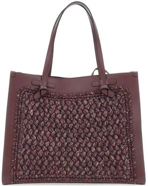 Gianni Chiarini Marcella Braided Leather Tote Bag - Purple