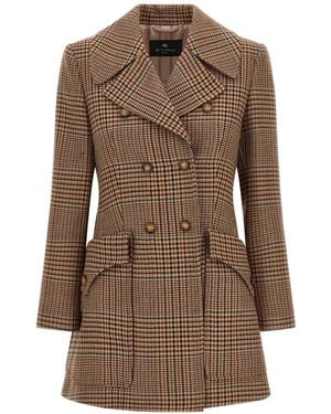 Etro Prince Of Wales Double-Breasted Coat - Brown