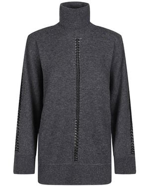 P.A.R.O.S.H. Braided-Detail Turtleneck Jumper - Grey