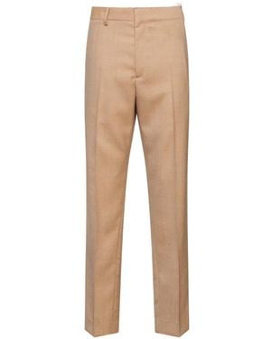 MM6 by Maison Margiela Pleated Wool Trousers - Natural