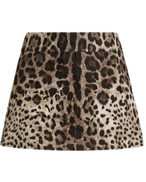 Dolce & Gabbana Leo-Print Brocade Mini Skirt - Multicolor