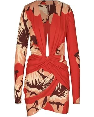 Johanna Ortiz Gangaway Floral-Print Twisted Mini Dress - Red