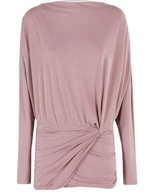 ANDAMANE Drapiertes Kleid mit Dreiviertelärmeln - Pink