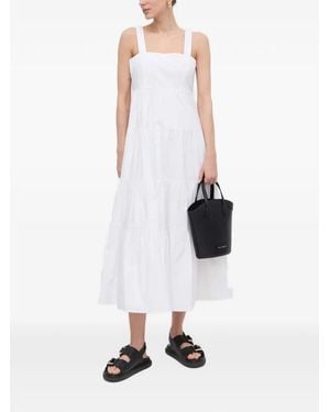 MICHAEL Michael Kors Robe Mi-Longue En Popeline De Coton Stretch À Volants Superposés - White