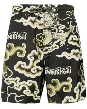 Maharishi Cloud Dragon-Print Swim Shorts - Green