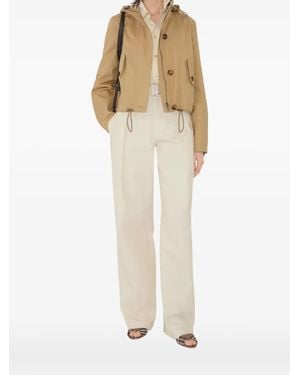 Burberry Short Gabardine Parka - Natural