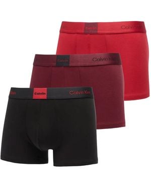 Calvin Klein Set 3 Boxer Con Banda Logata - Rosso