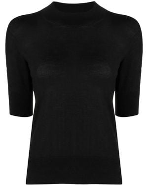Jil Sander Short Sleeve Fine-Knit Top - Black