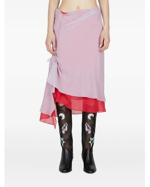 Kiko Kostadinov Ruffled Layered Midi Skirt - Pink