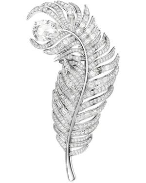 Swarovski Vienna Crystal-Embellished Feather Brooch - White