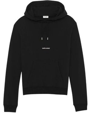 Saint Laurent Sudadera con capucha y logo estampado - Negro