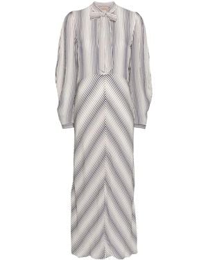 Twinset Striped V-Neck Shirtdress - Grey
